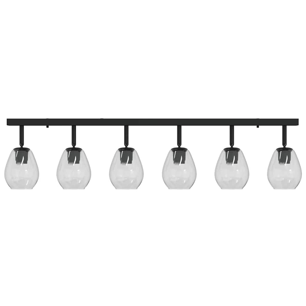 Foco de techo con focos Negro 110,5 x 13 x 26 cm Vidrio y Metal