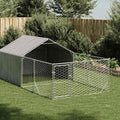 Caseta perros exterior con corral 3x3x1,9 m acero galvanizado