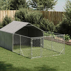 Caseta perros exterior con corral 3x3x1,9 m acero galvanizado