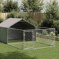 Caseta perros exterior con corral 3x3x1,9 m acero galvanizado