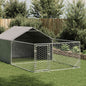 Caseta perros exterior con corral 3x3x1,9 m acero galvanizado
