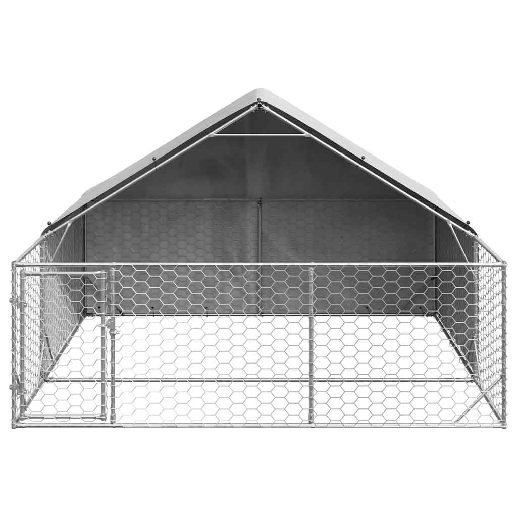 Caseta perros exterior con corral 3x3x1,9 m acero galvanizado