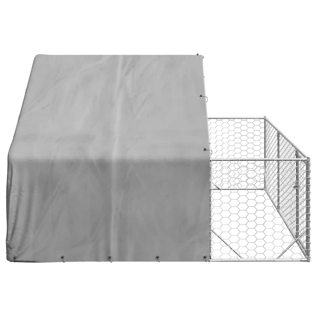 Caseta perros exterior con corral 3x3x1,9 m acero galvanizado