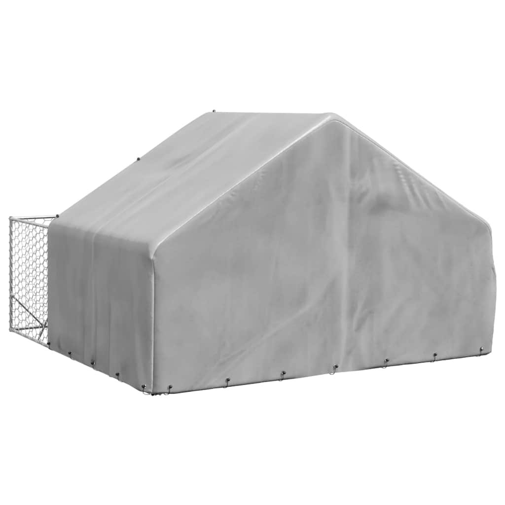 Caseta perros exterior con corral 3x3x1,9 m acero galvanizado