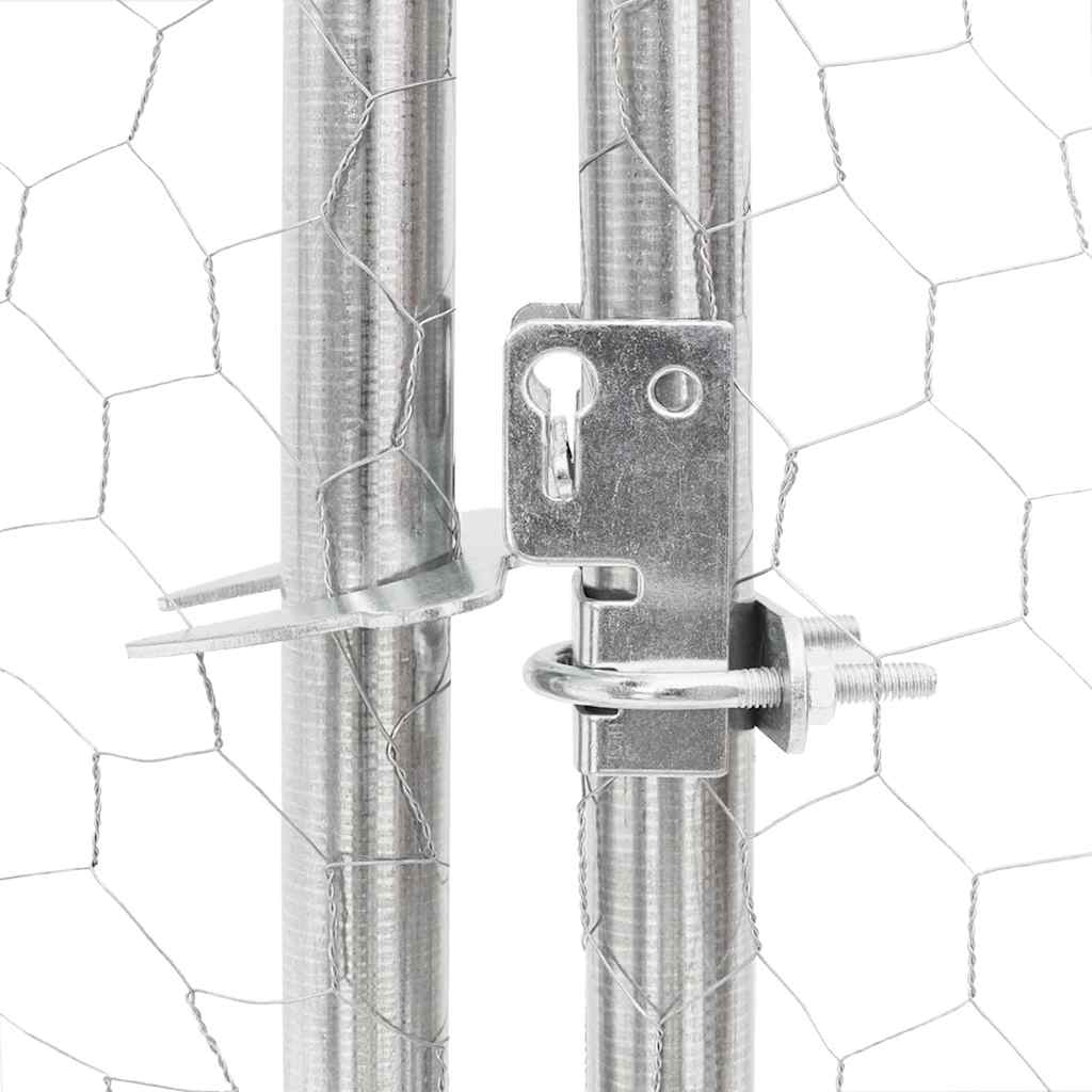 Caseta perros exterior con corral 3x3x1,9 m acero galvanizado