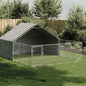 Caseta perros exterior con corral 3x3x1,9 m acero galvanizado