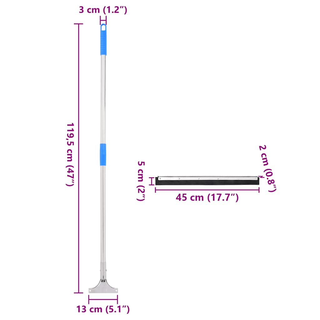 Escobilla de suelo acero y goma 45x122,5 cm