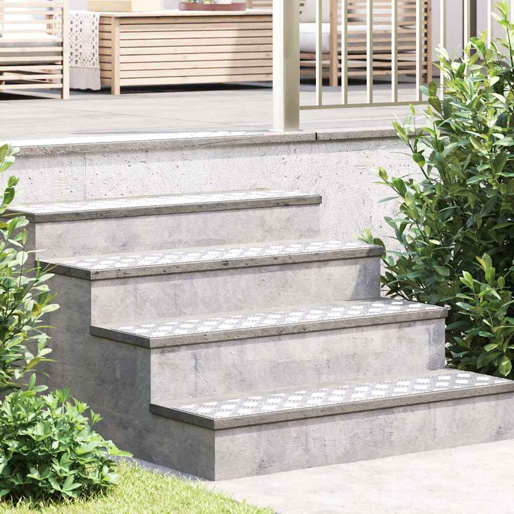 Square Stair Tread 2 pcs Silver 20 x 20 cm Aluminum