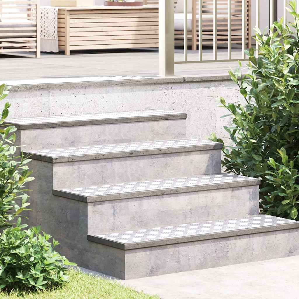 Square Stair Tread 2 pcs Silver 20 x 20 cm Aluminum