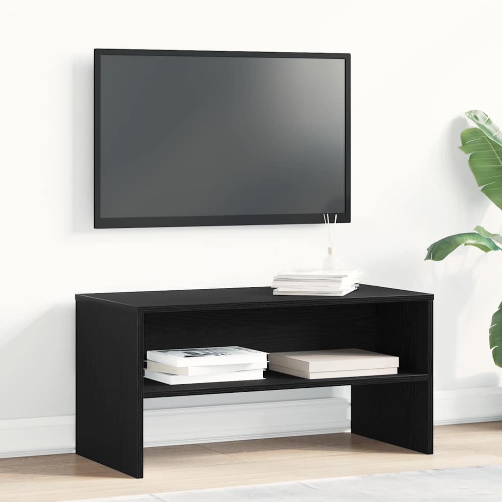 Mueble de TV madera de ingeniería negro 80x35x40 cm