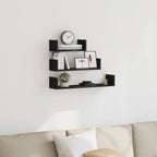 Estante de pared roble negro 90x16x78 cm madera de ingeniería