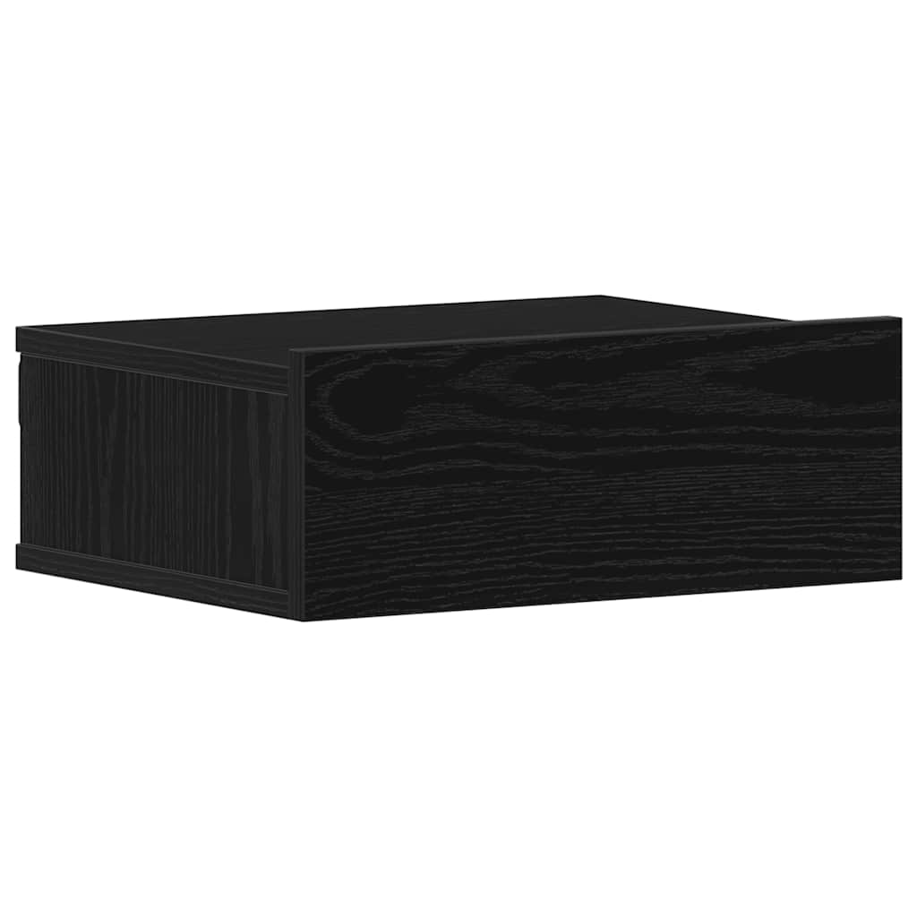 Mesita de noche flotante roble negro 40x32x15 cm madera de ingeniería