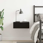 Mesita de noche flotante roble negro 40x32x15 cm madera de ingeniería