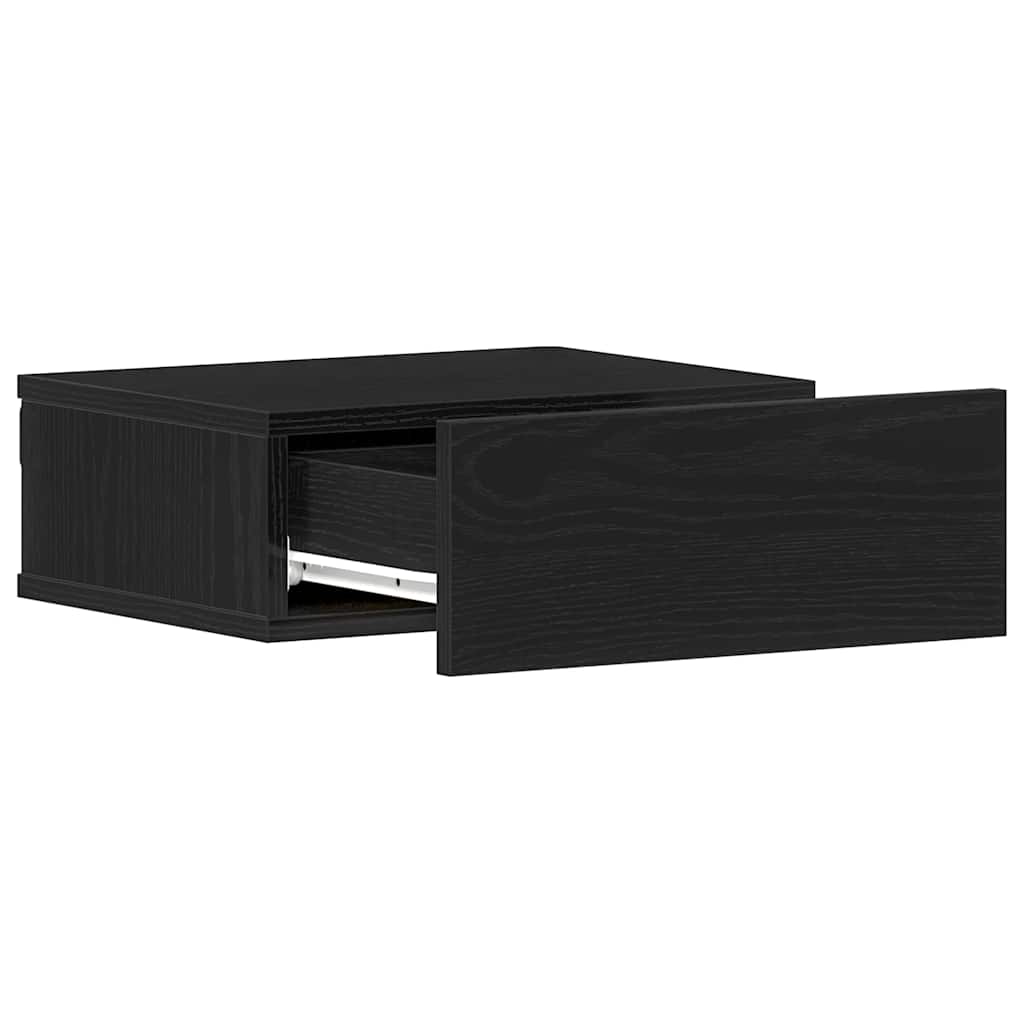 Mesita de noche flotante roble negro 40x32x15 cm madera de ingeniería