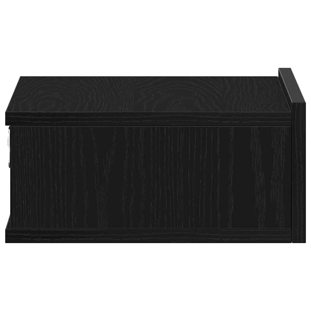 Mesita de noche flotante roble negro 40x32x15 cm madera de ingeniería