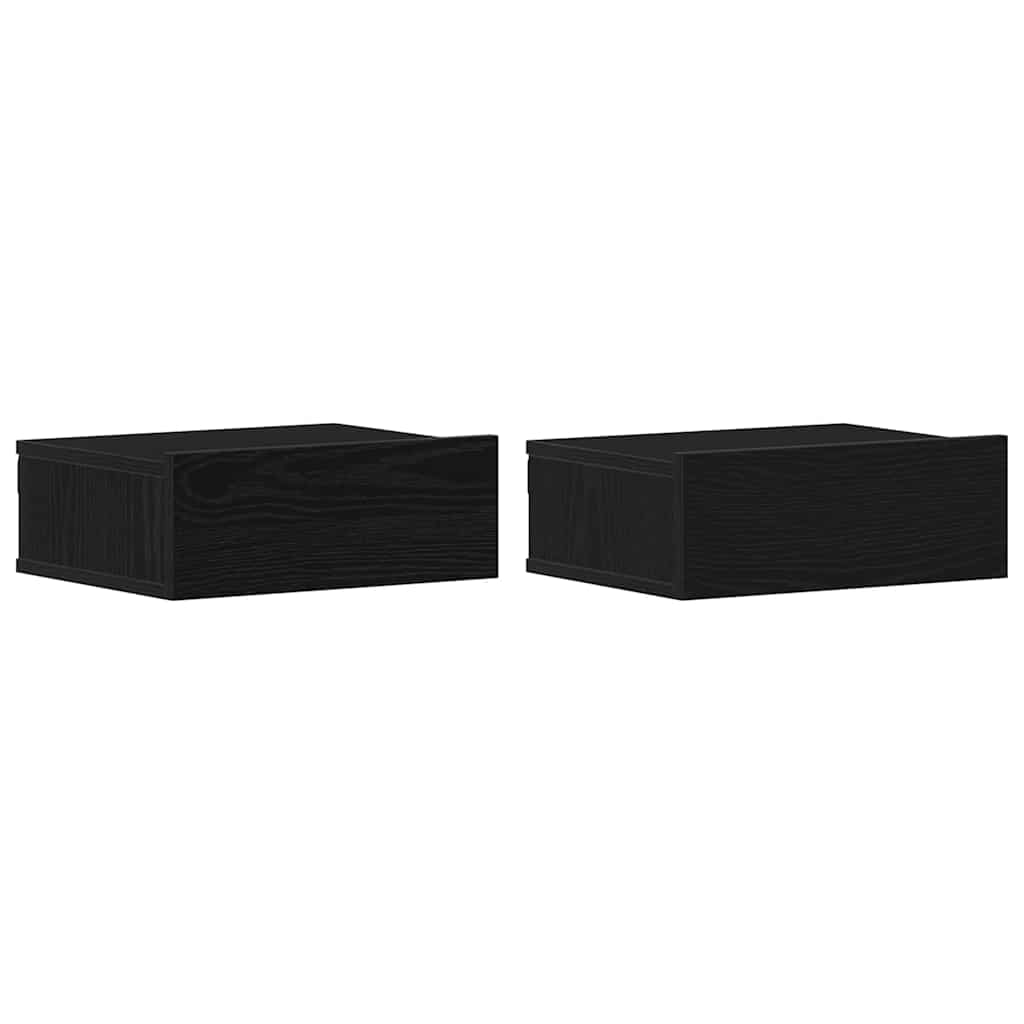 Mesitas de noche flotantes (2 unidades), roble negro, 40 x 32 x 15 cm, madera de ingeniería