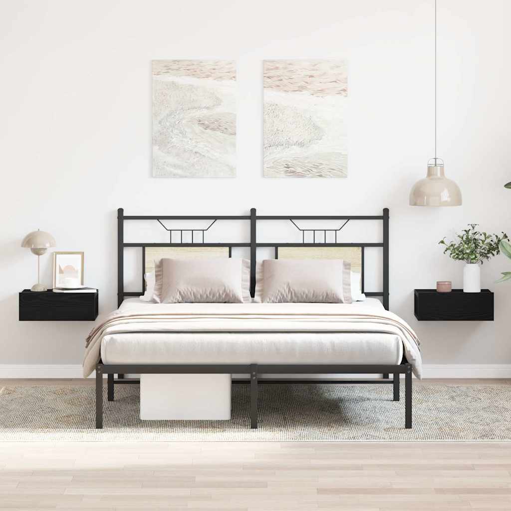 Mesitas de noche flotantes (2 unidades), roble negro, 40 x 32 x 15 cm, madera de ingeniería