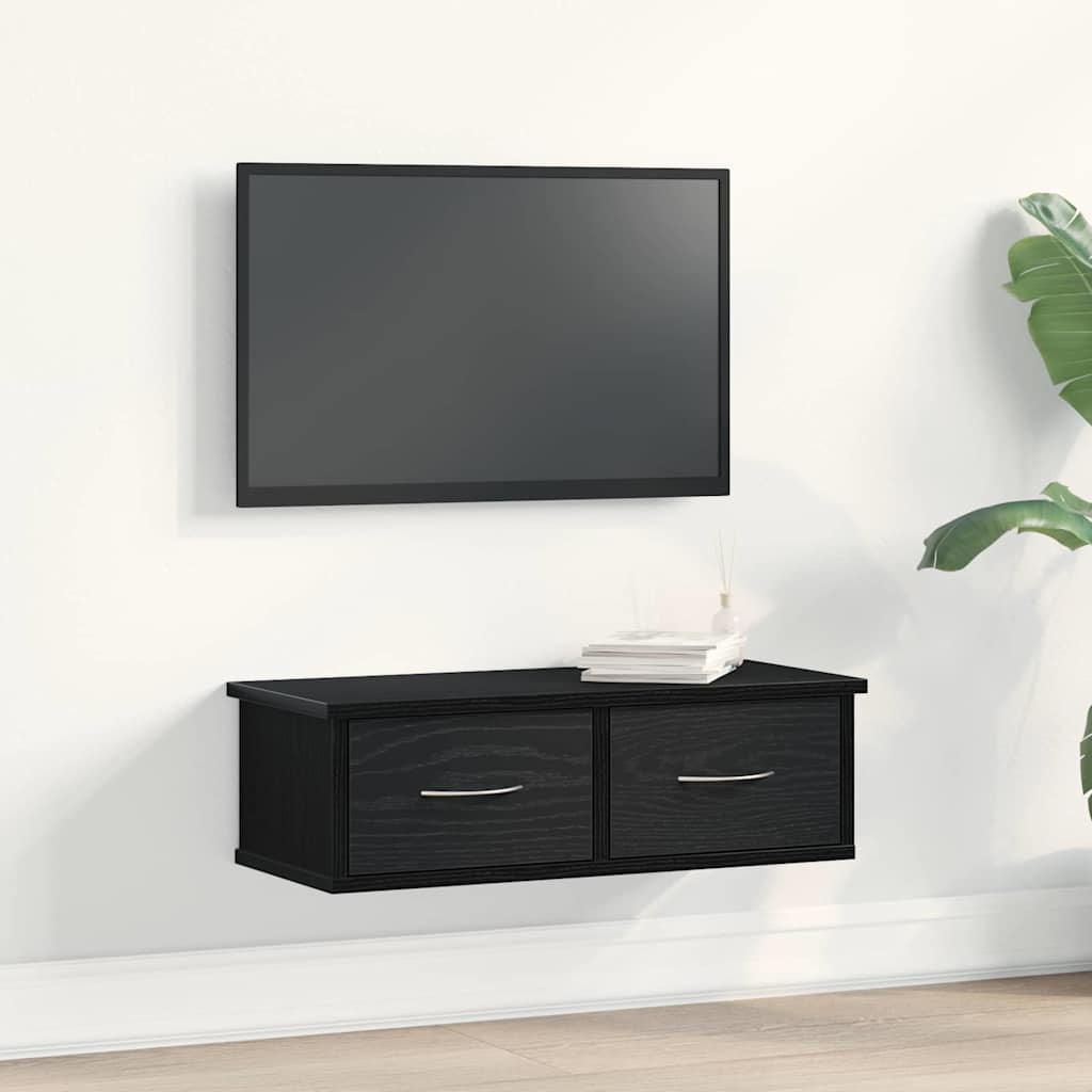 Mueble de pared con cajón Roble Negro 60 x 26 x 18,5 cm