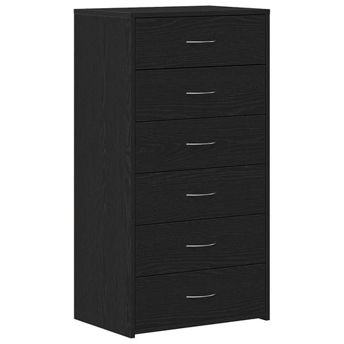Aparador com 6 gavetas carvalho preto 50x34x96cm madeira engenharia