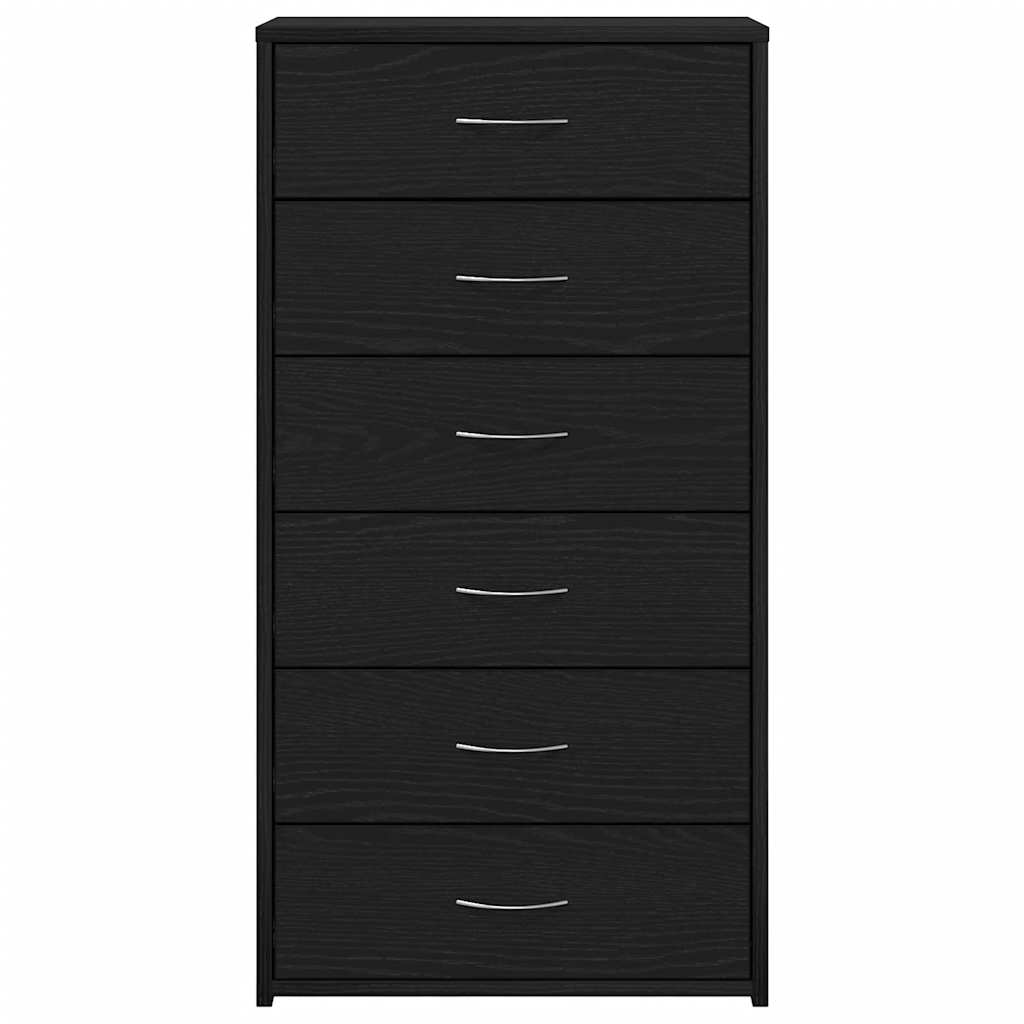 Aparador con 6 cajones roble negro 50x34x96cm madera ingeniería