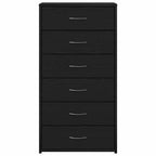 Aparador con 6 cajones roble negro 50x34x96cm madera ingeniería