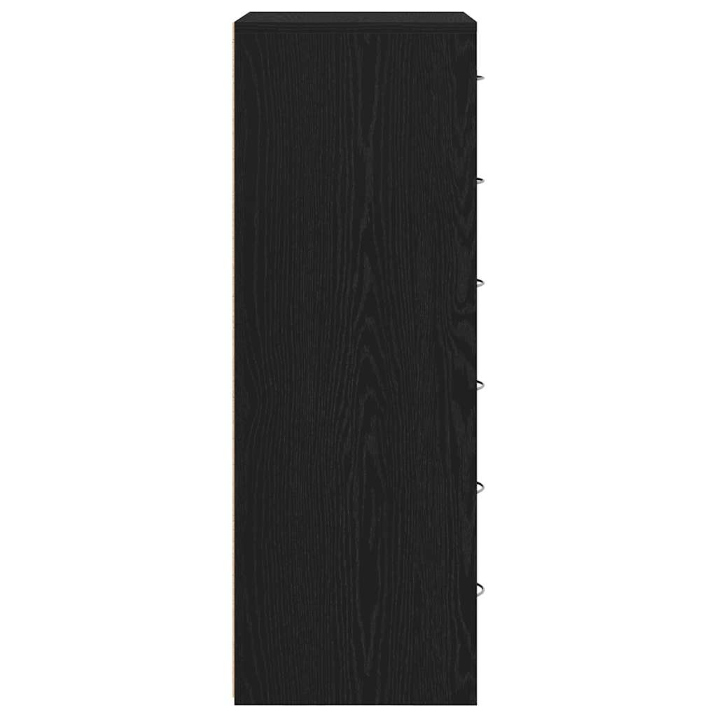 Aparador con 6 cajones roble negro 50x34x96cm madera ingeniería