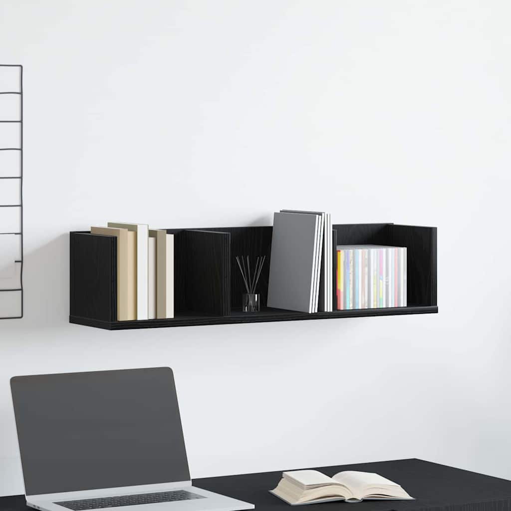 Estante de pared con estante Roble Negro 75 x 18 x 18 cm