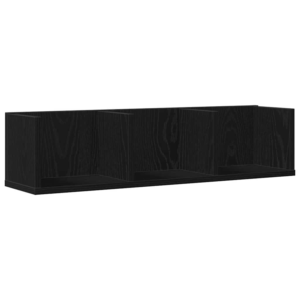 Estante de pared con estante Roble Negro 75 x 18 x 18 cm