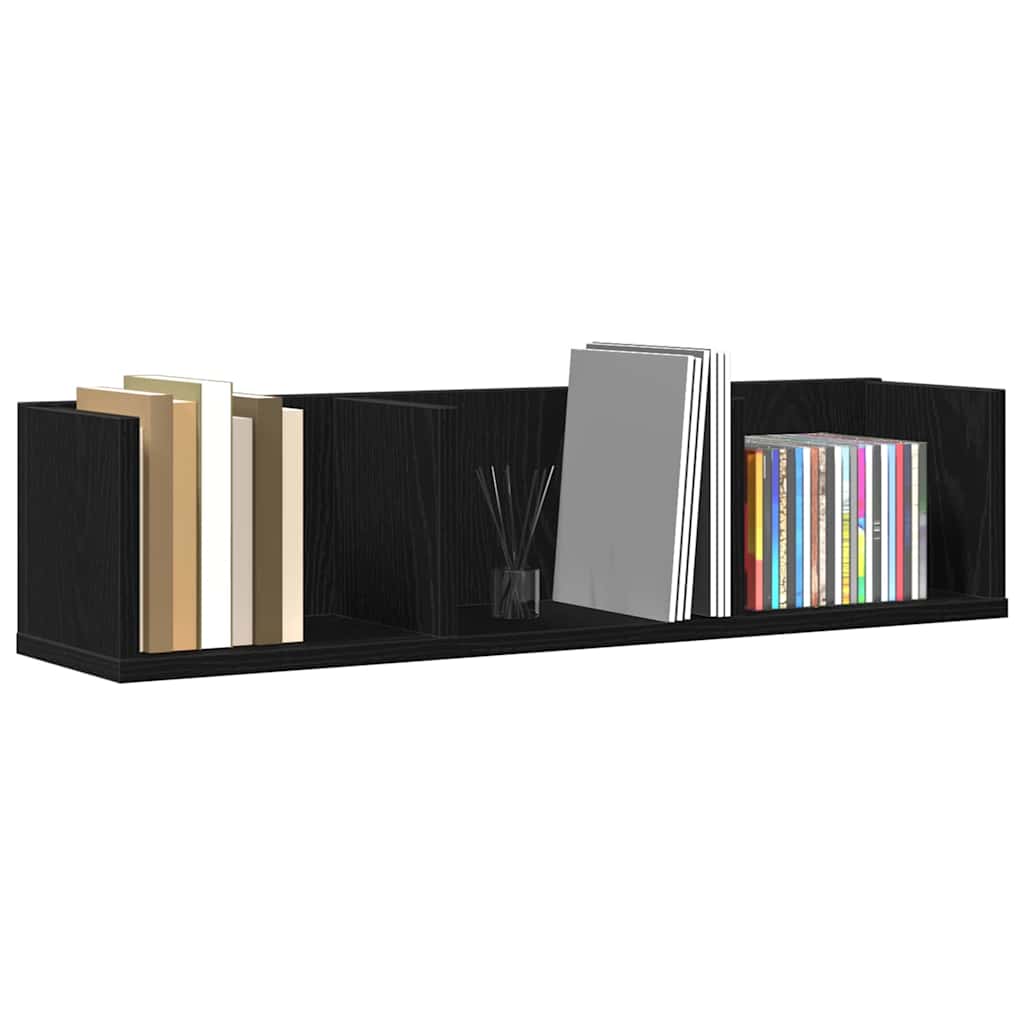 Estante de pared con estante Roble Negro 75 x 18 x 18 cm