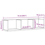 Estante de pared con estante Roble Negro 75 x 18 x 18 cm
