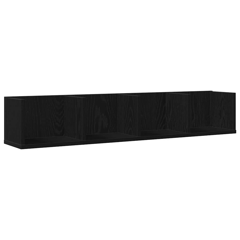 Estante de pared con estante Roble Negro 100 x 18 x 18 cm