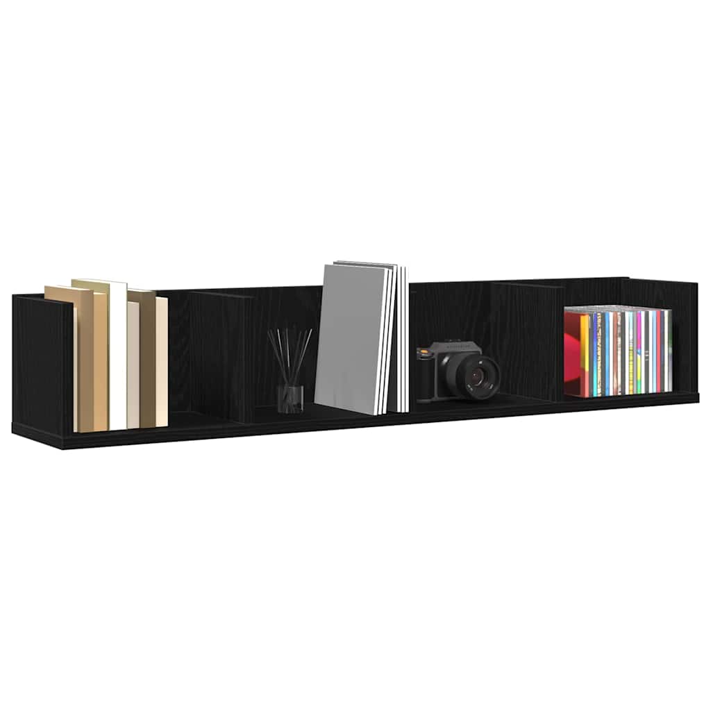 Estante de pared con estante Roble Negro 100 x 18 x 18 cm