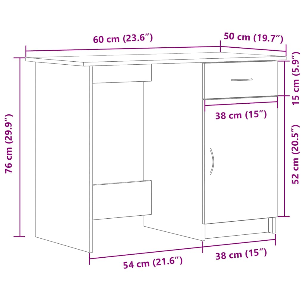 Escritorio Roble Negro 100 x 50 x 76 cm Madera de ingeniería