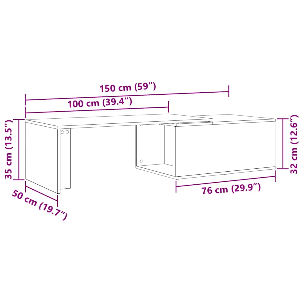 Mesa de Café Roble Negro 150 x 50 x 35 cm Madera de ingeniería