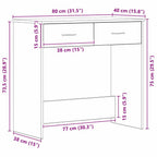 Escritorio Roble Negro 80 x 40 x 75 cm Madera de ingeniería