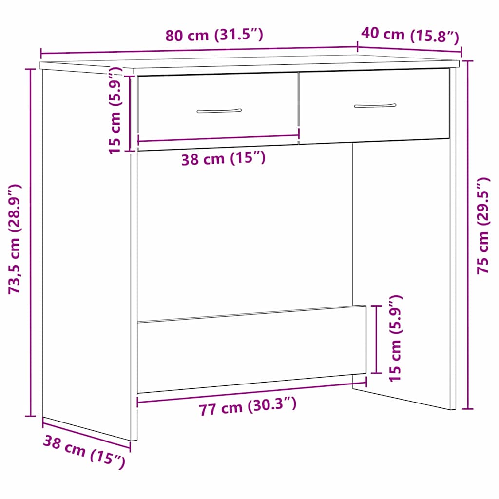 Escritorio Roble Negro 80 x 40 x 75 cm Madera de ingeniería