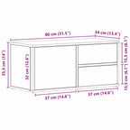 Gabinete de TV Roble Negro 80 x 34 x 36 cm Madera contrachapada