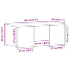 Gabinete de TV Roble Negro 80x34x30 cm Madera contrachapada