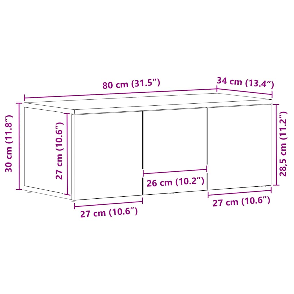 Gabinete de TV Roble Negro 80x34x30 cm Madera contrachapada