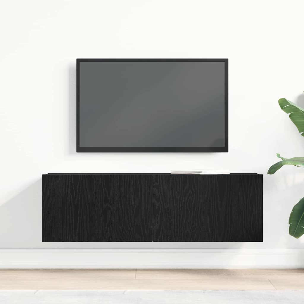 Gabinete de TV Montaje en la pared Roble Negro 100 x 30 x 30 cm