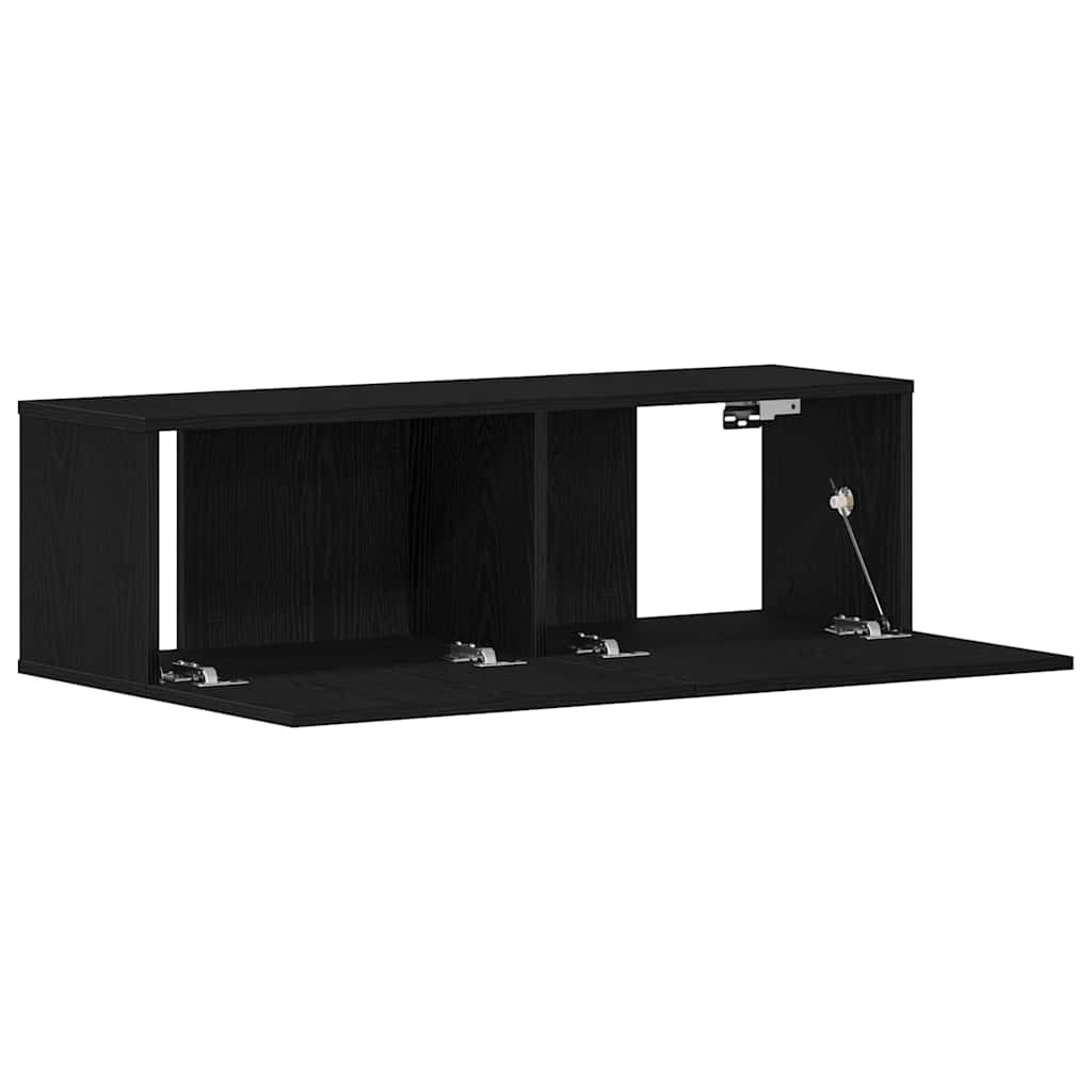Gabinete de TV Montaje en la pared Roble Negro 100 x 30 x 30 cm