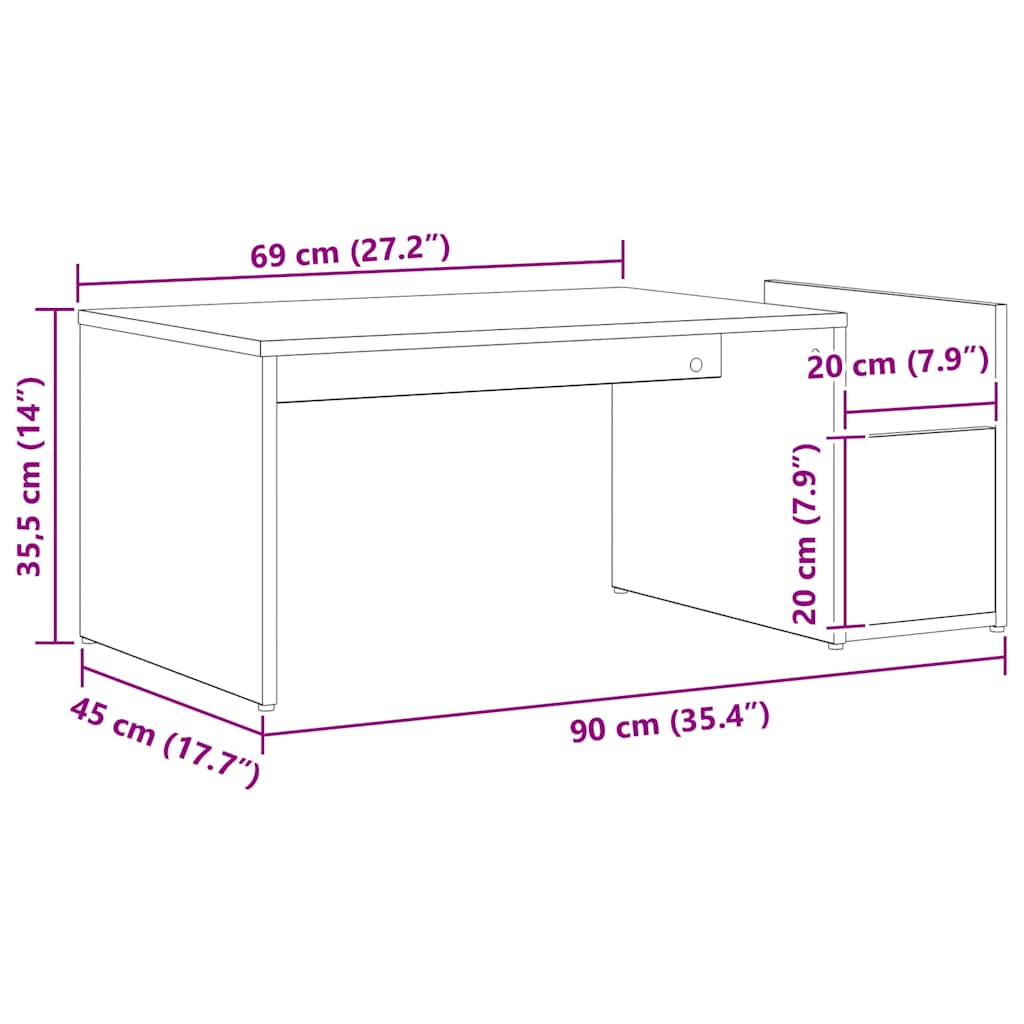 Mesa de Café Roble Negro 90 x 45 x 35 cm Madera de ingeniería