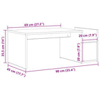 Mesa de Café Roble Negro 90 x 45 x 35 cm Madera de ingeniería