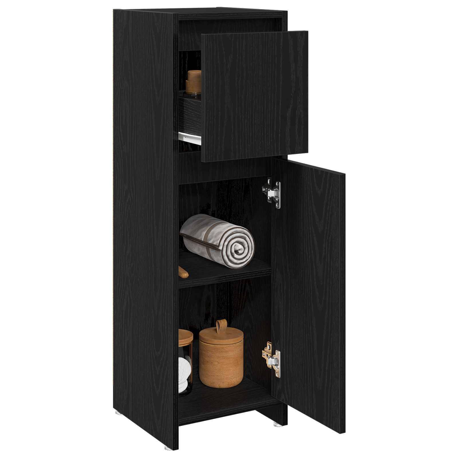 Gabinete de Baño con cajón Roble Negro 30 x 30 x 95 cm