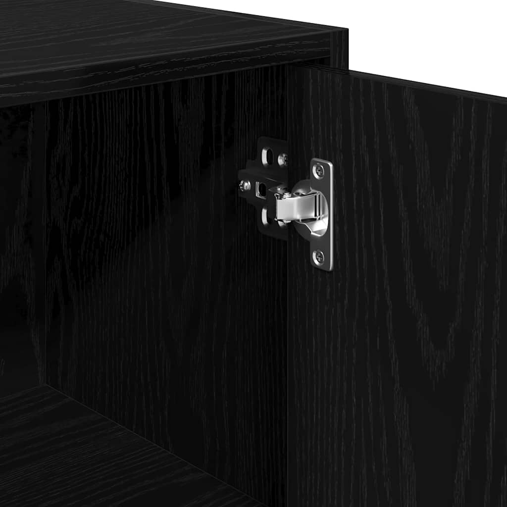 Gabinete de Baño con puerta Roble Negro 30 x 30 x 183,5 cm