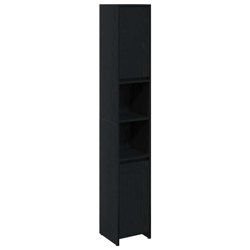 Gabinete de Baño con puerta Roble Negro 30 x 30 x 183,5 cm