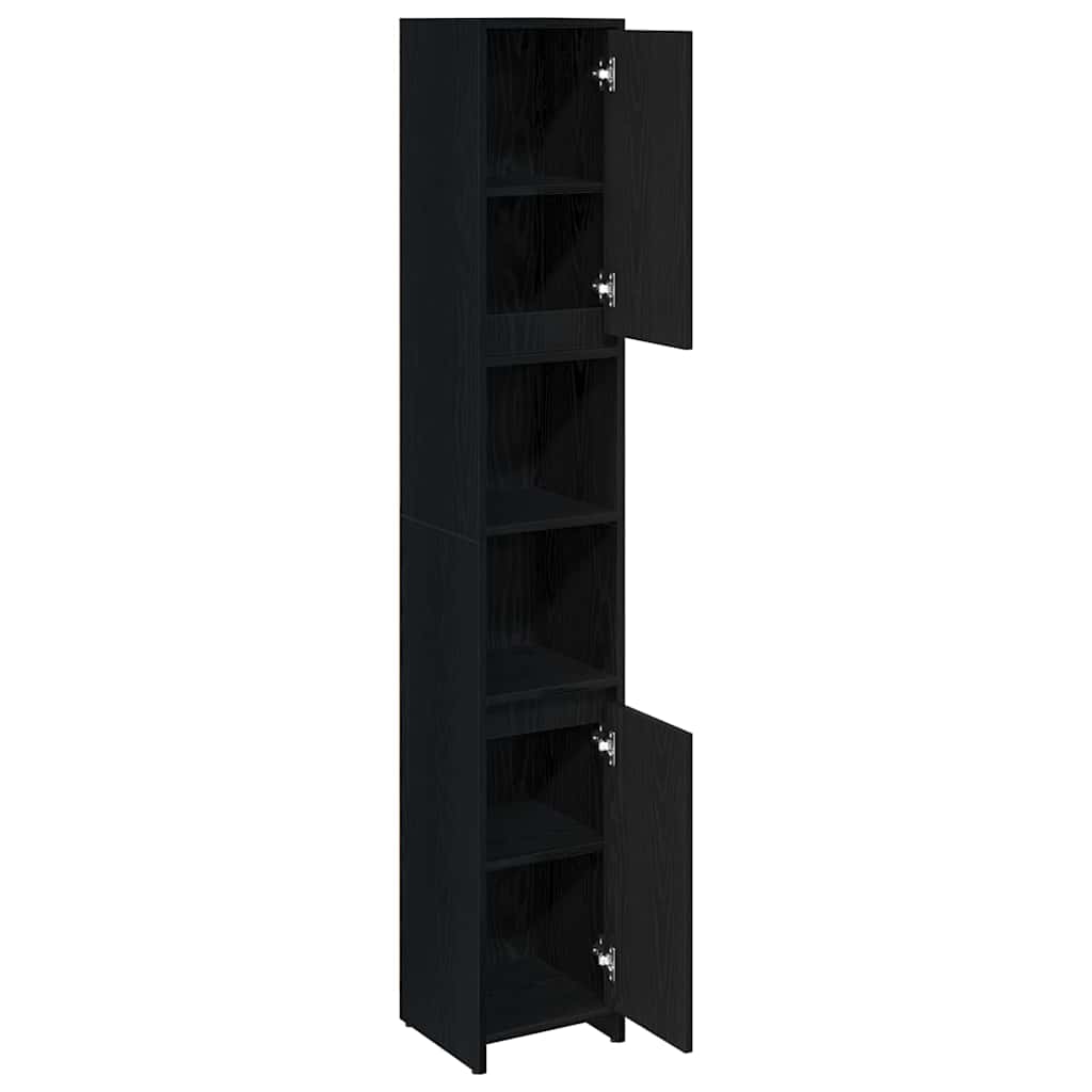 Gabinete de Baño con puerta Roble Negro 30 x 30 x 183,5 cm