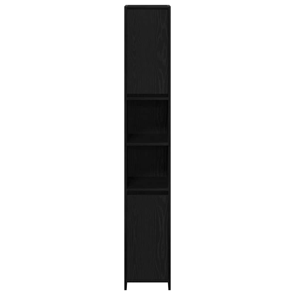 Gabinete de Baño con puerta Roble Negro 30 x 30 x 183,5 cm