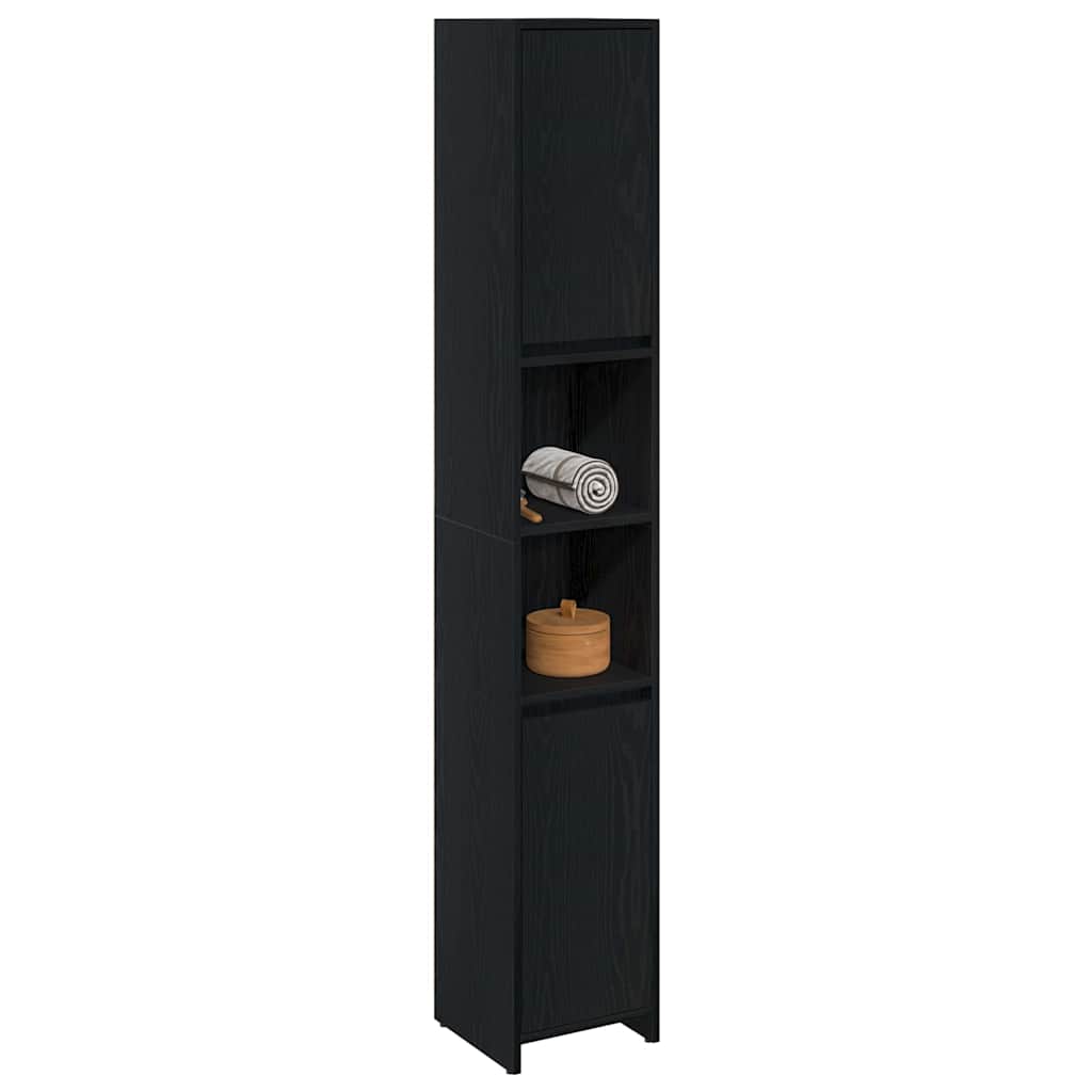 Gabinete de Baño con puerta Roble Negro 30 x 30 x 183,5 cm