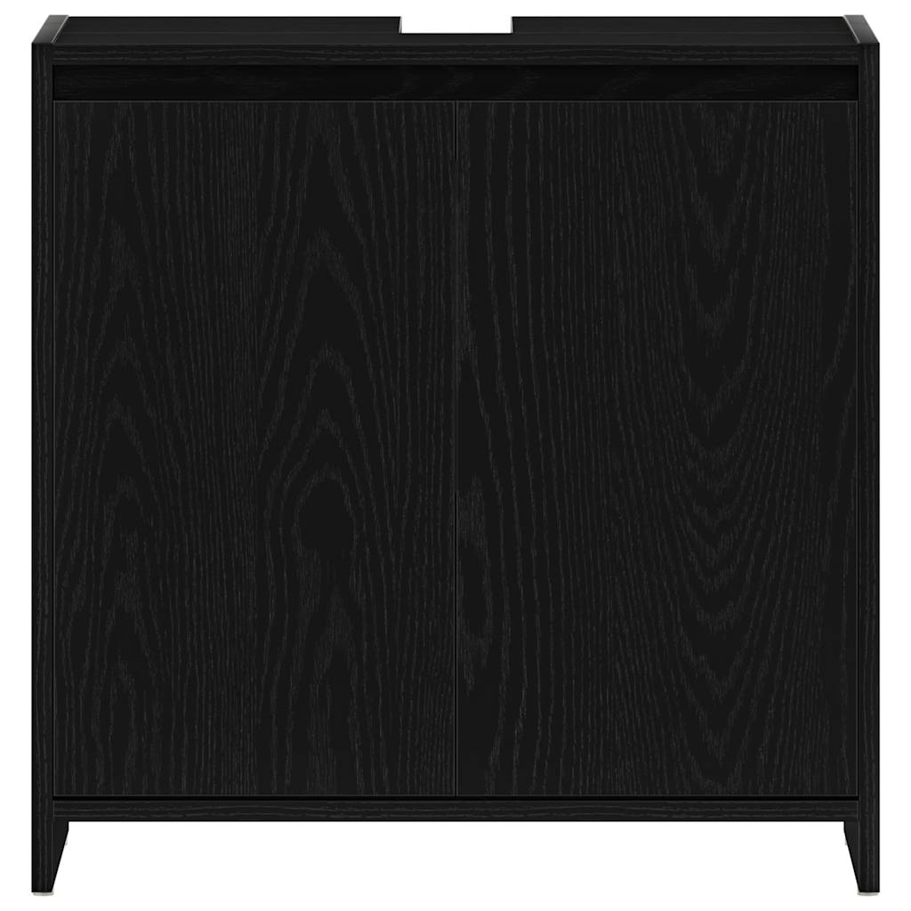 Armario de baño madera contrachapada negro roble 60x33x60 cm